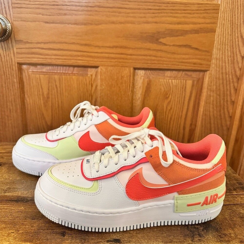 Nike Air Force 1 Shadow Womens Low Top Sneakers Size 9 White Magic Ember